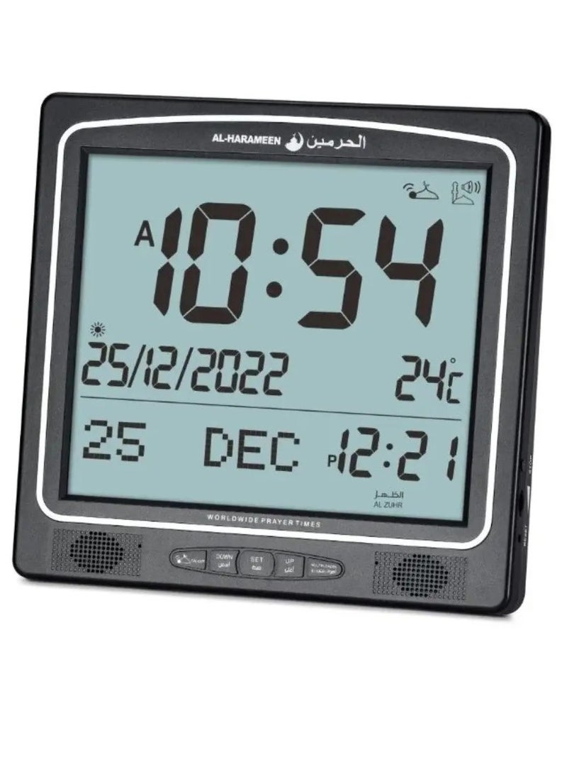 AL-HARAMEEN Digital Wall And Table Azan Clock For Prayer Black - Image 1